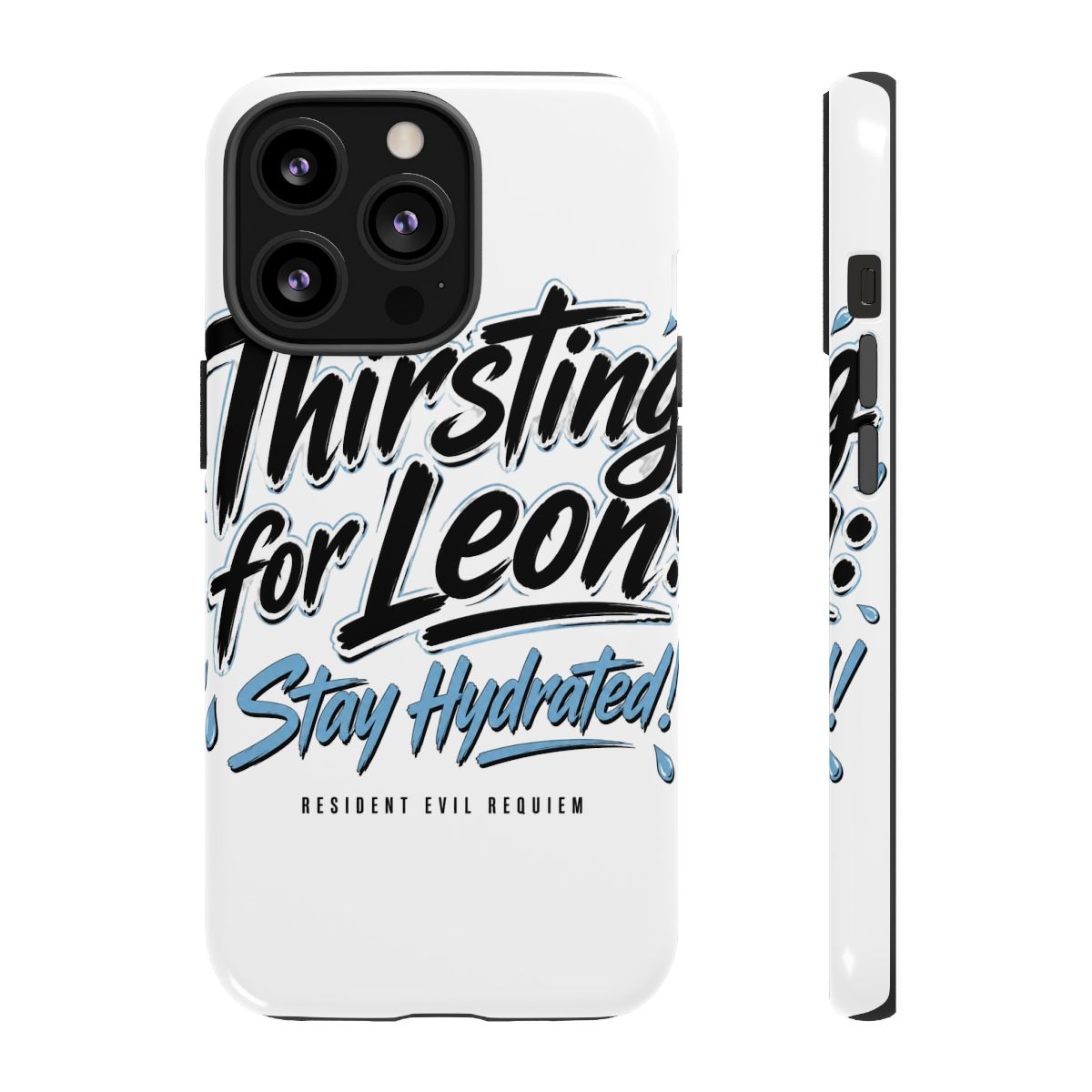 Resident Evil Requiem "Thirsting for Leon: Stay Hydrated!" Phone Case - alternate angle 1, merchandise