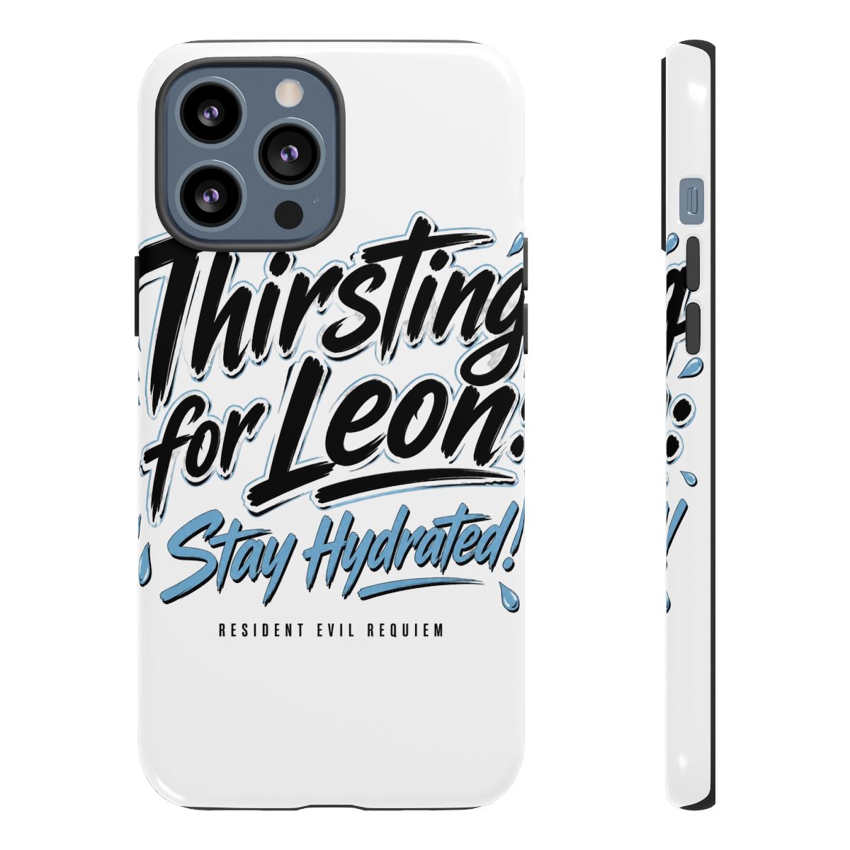Resident Evil Requiem "Thirsting for Leon: Stay Hydrated!" Phone Case - alternate angle 2, merchandise