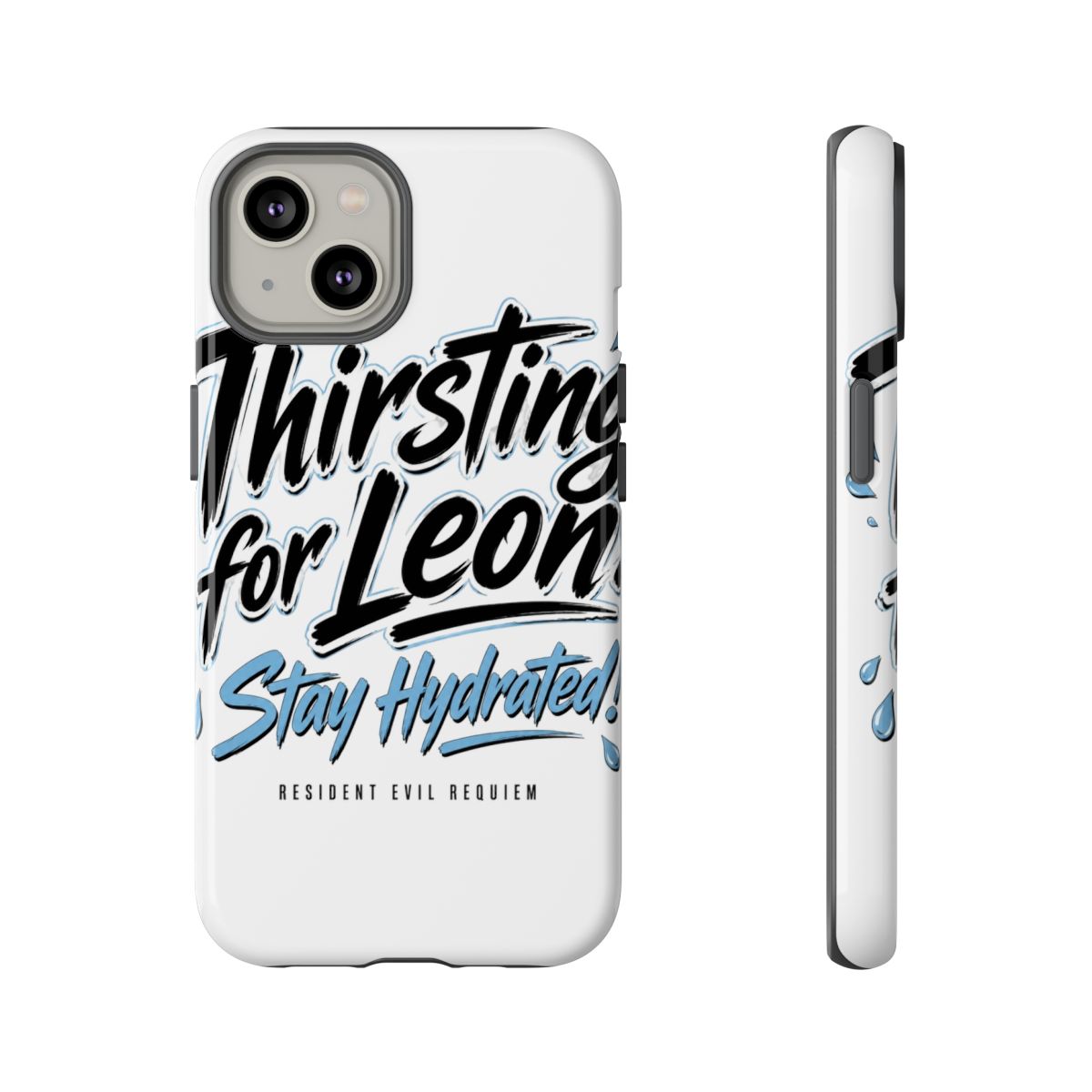 Resident Evil Requiem "Thirsting for Leon: Stay Hydrated!" Phone Case - alternate angle 3, merchandise
