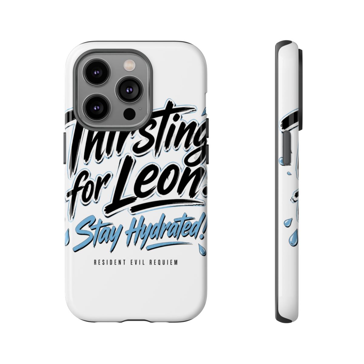 Resident Evil Requiem "Thirsting for Leon: Stay Hydrated!" Phone Case - alternate angle 4, merchandise