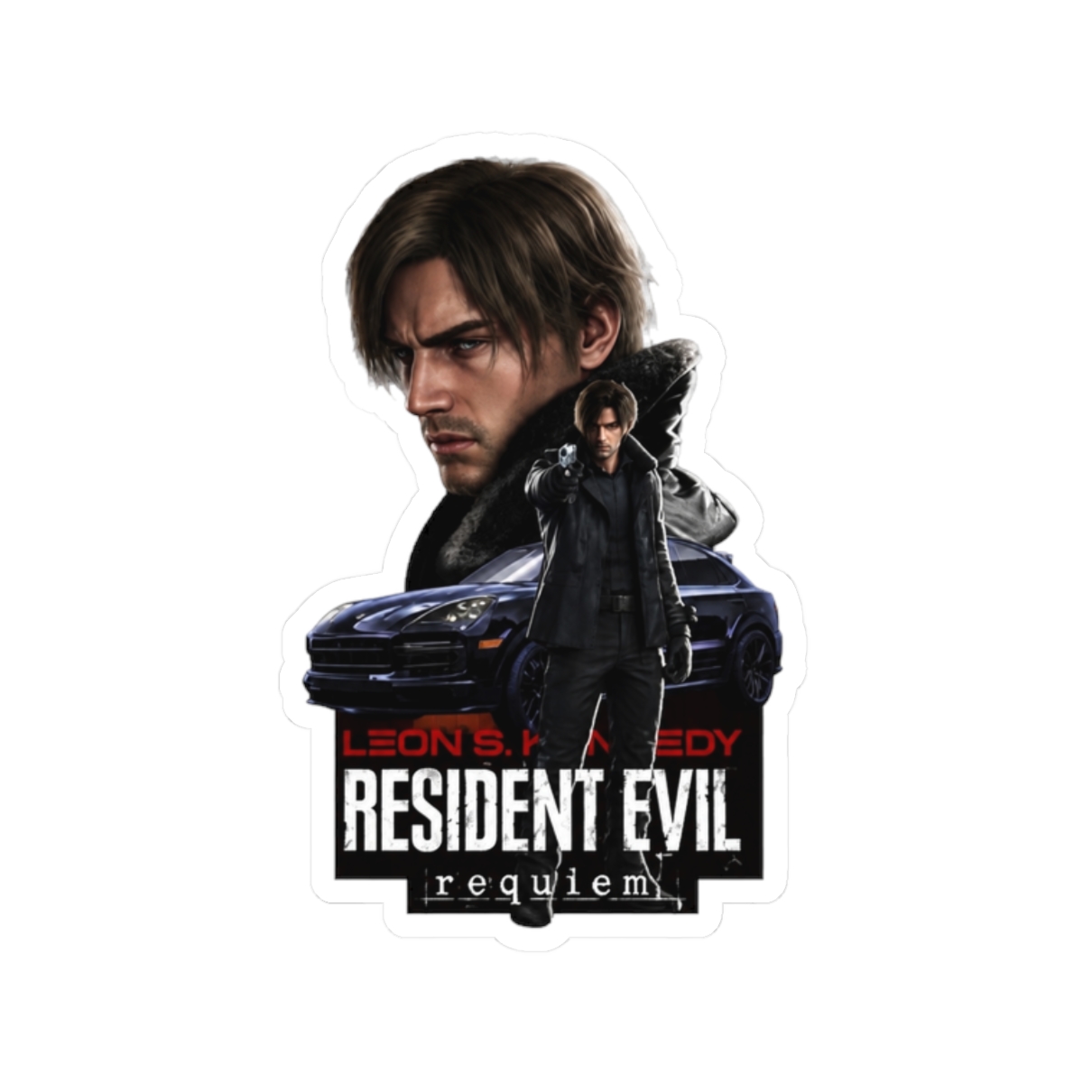 Leon The Chad Kennedy / Resident Evil Requiem / Fanart Sticker - alternate angle 3, merchandise