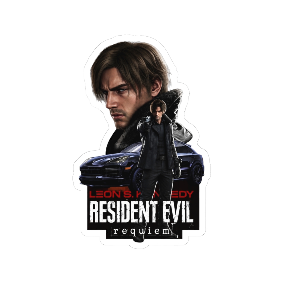 Leon The Chad Kennedy / Resident Evil Requiem / Fanart Sticker